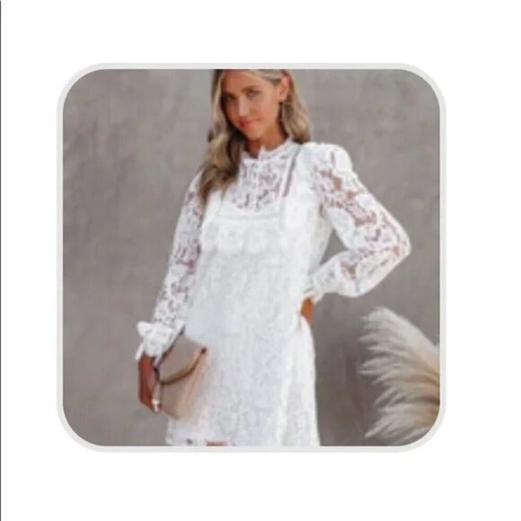 aeom White Lace w/ Slip Underneath Mini Dress Women's Size S - Picture 1 of 16